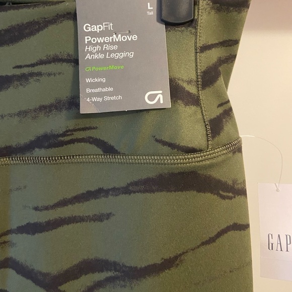 NWT- Gap High Rise Breathable Ankle Leggings, Large Tall , green, black, zebra - Picture 5 of 7